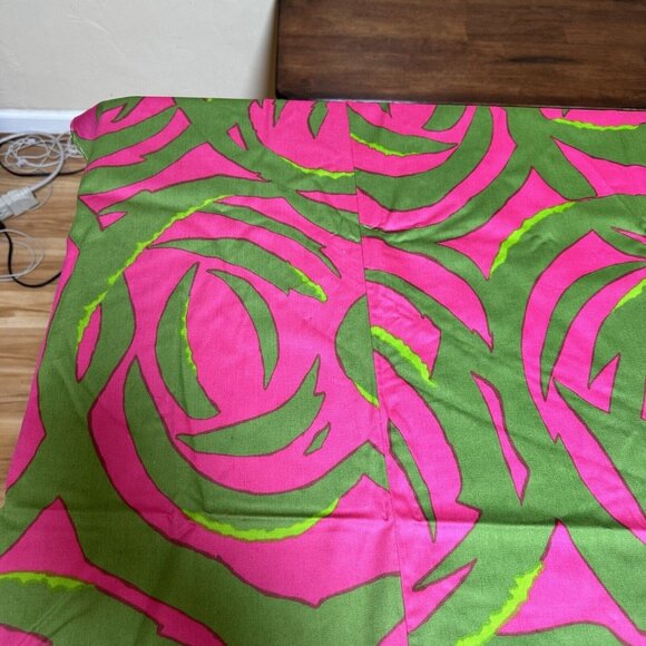 Vtg Retro Cloth Tablecloth Green Hot Pink Rectangle 40 x 48 1970s Groovy MCM - Picture 2 of 10